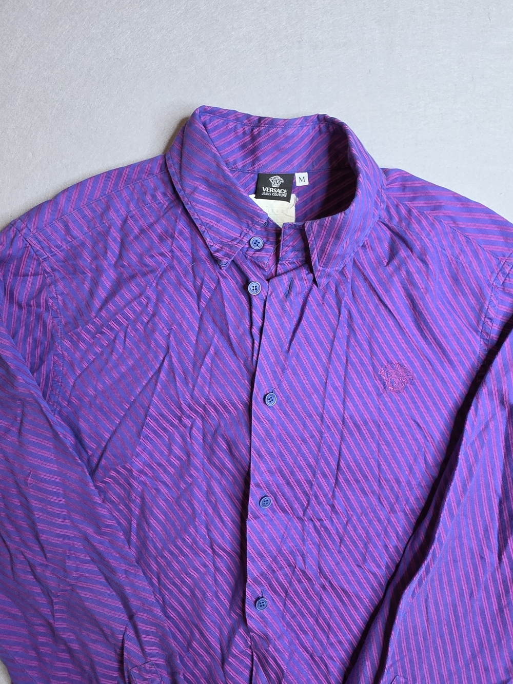 Versace Purple Striped Men's Button-Up Shirt Size Small